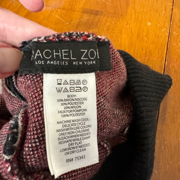 Rachel Zoe soft rayon poly plaid pompom hat - Picture 4 of 4